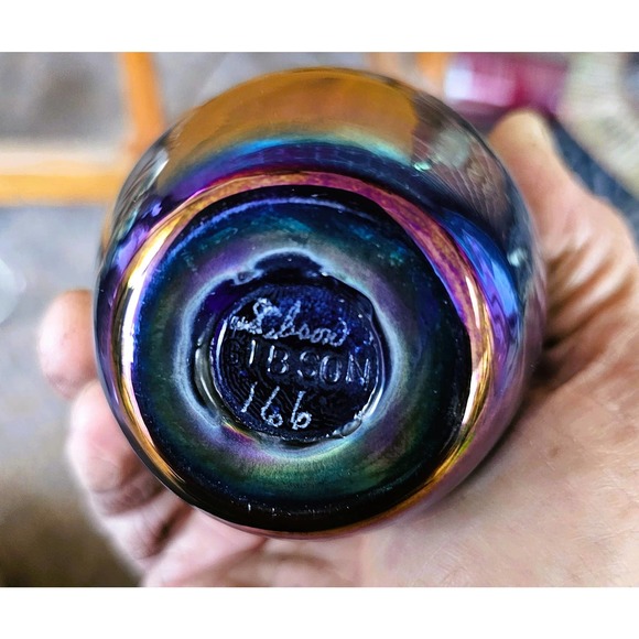 Gibson Cobalt Blue Carnival Glass Owl Vase - Picture 9 of 9